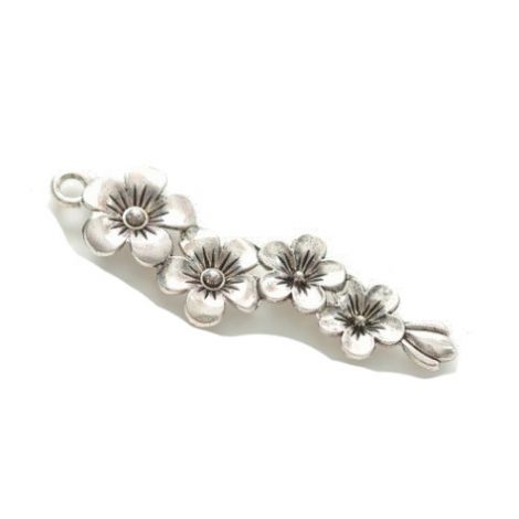 Zawieszka metalowa Charms ScrapBerry's Kwiaty Wisiorek Srebro, 16mm